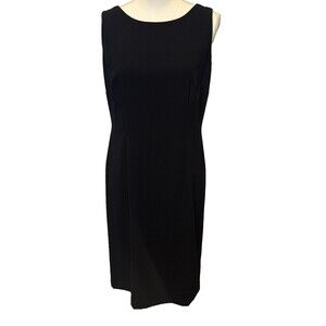 Vintage Sheri Martin Black Sheath Pencil Dress LBD 8 Black Classic Office Work